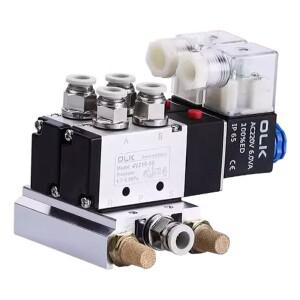 4V210-08 공압 솔레노이드 밸브 블록12/24V DC 110/220V AC 머플러 피팅 베이스 매니폴드가 있는 멀티 옵