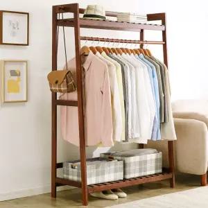 선반형 원목행거 조립 빈티지 수납 옷걸이행거