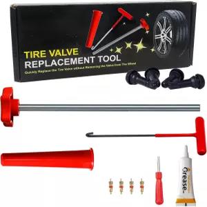 4PCS TR413 밸브 스템이 장착된 LOGOL 타이어 스템 빠른 교체 도구 키트 (51025 ) 자동차 트럭 ATV 등용