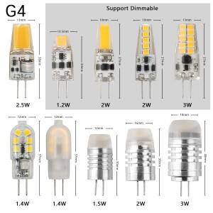높은 빛 LED 미니 G4 AC DC 12V 24V 저전력 1.2W 2W 3W 효율성 스트로브 크리스탈 샹들리에 주방 화장실