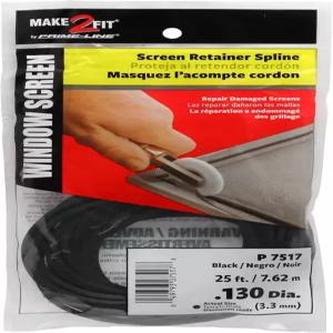 프라임 라인 P 7517 스크린 리테이너 스플라인 0.130인치 25피트 검은색(1롤)