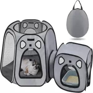 SNUVID 휴대용 고양이 놀이펜 실내외용 대형 접이식 텐트 고양이와 작은 개를 위한 놀이 울타리 펫 하우스