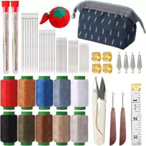 76PCS 빅 스테인리스 스틸 재봉 바늘 키트 및 실 가위가 포함된 용품 액세서리 홈맘 초보 여행객을 위한