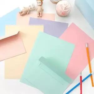 [문구] 깔끔한 파스텔톤 봉투 편지지 8입 랜덤 2P 엽서 카드