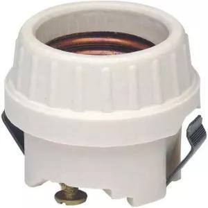 레비톤 미디엄 베이스 원피스 키리스 백열전 언글레이즈드 도자기 램프 홀더 프론트 마운트 싱글 회로 백