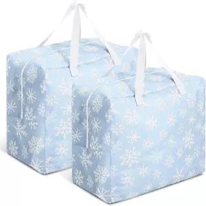 카자이아 크리스마스 장식품 보관 18 x 15 10 인치 눈송이 홀리데이 액세서리 가방 용기 찢김 방지 장식