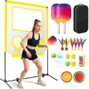 지젤라 실내 패들 게임 가족 또는 솔로 펀을 위한 휴대용 피클볼 세트 모두 하나의 야외 스포츠 배드민턴