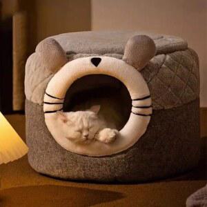 겨울용 따뜻한 고양이 숨숨집 강아지 바스켓 고양이집 새끼 하우스 감자칩 쿠션