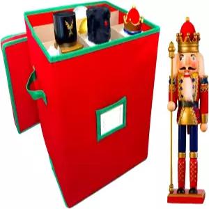 노바자누 대형 크리스마스 호두까기 인형 보관 용기 조절 가능한 칸막이 16.5인치 높이 장식 보관함으로