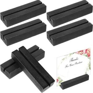 6 PCS 나무 플레이스 카드 홀더 블랙 결혼식용 사진 테이블 번호 이름 비치 레스토랑용 스탠드