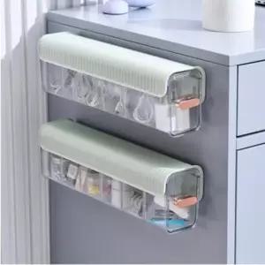 [생활] 3색 1개 부착식 슬라이딩 보관함 칸칸이 칸분리 정리함 수납함 벽면 접착식 양말 소품