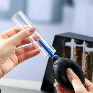 편리한 자기 커피 콩 보관 유리 튜브 용기 디스플레이 랙 에스프레소 액세서리