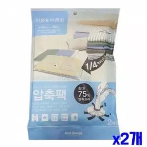 [생활] 이중 지퍼백 이불 의류용 압축팩 90x86 2매 X2개