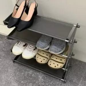 [생활] 그레이 4단 미니 현관 신발정리대 신발장 선반 신발 수납정리대 슬림 거치대 좁은 간이