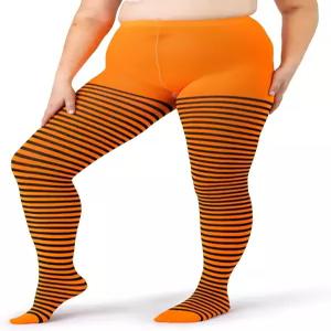 실크 발가락 여성 플러스 사이즈 스트라이프 타이즈 대담한 코스튬 할로윈 스타킹