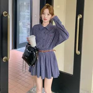 빈티지 스커트 여사친 미니 블라우스 체크 패치 셔츠 CH1