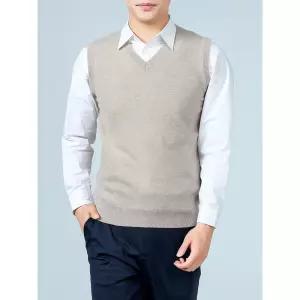 엘럽 남성용 니트 브이넥 민소매 조끼 신사 풀오버 양털 비지니스 원템1
