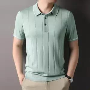 남성용 니트 여름 캐주얼 티 터틀넥 혼방 반팔티 원사 반팔 OP1