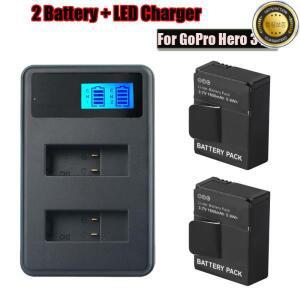 2pcs AHDBT-301 충전식 배터리 + GoPro Hero 3 카메라 액세서리 용 듀얼 포트 USB LED 스크린 키트