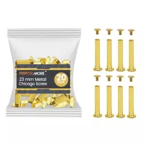 시카고 나사 포스트 바인딩 20팩 스크랩북 사진 앨범 가죽 수리를 위한 23mm 황동 도금 금속