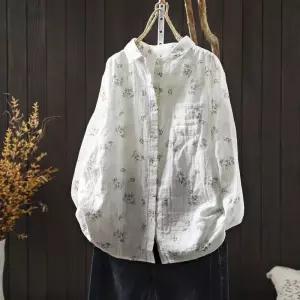 여자 가을 셔츠 긴팔 이중 면사 OP3