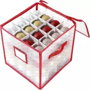 에어란토 플라스틱 크리스마스 장식품 보관함 최대 2.75인치 이중 지퍼 잠금 손잡이 홀리데이 장식 정리함