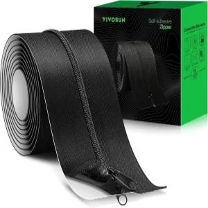 비보순 1팩 파편 차단용 셀프 접착 지퍼 도어 3인치 x 7피트. 방수포 온실 실내 야외 텐트 블랙용 필 앤