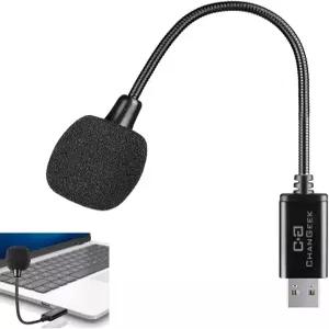 C G CHANGEEK 노트북 및 데스크톱 컴퓨터용 미니 USB 마이크 Gooseneck 범용 사운드 카드 PC Mac과 호환