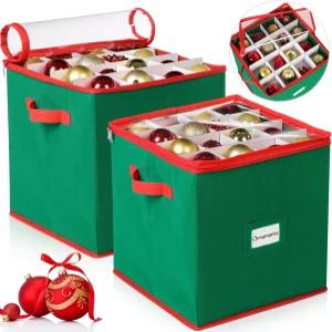 청구 2팩 크리스마스 장식품 보관함은 조절 가능한 칸막이가 있는 최대 64개의 볼 액세서리 홀더 휴일 및