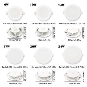 오목한 원형 사각형 다이얼 스위치 CCT LED 스폿 다운라이트, 로비 가정용 천장 조명, 6W, 20W, AC100-240