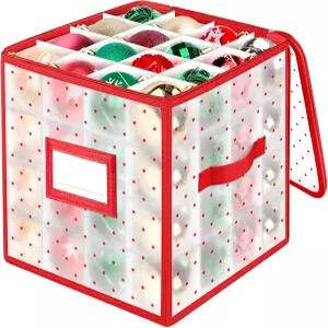 조절 가능한 칸막이가 있는 블레스드시즌 크리스마스 장식품 보관함 최대 64개의 3인치 또는 36개의 4인치