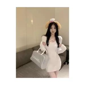 엘럽 여자 니트 스커트 긴팔 원피스 가을 스퀘어넥 이너 힙업 원템3