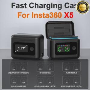 Insta360 X5 배터리 충전기 용 SYMIK 고속 케이스 듀얼 채널 디지털 양방향 지능형 액세서리