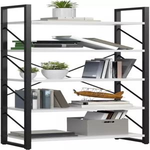 이타홈 5단 책장 클래식 모던 화이트 책꽂이 거실/가정/사무실의 수납 선반 정리함 책/영화 흰색