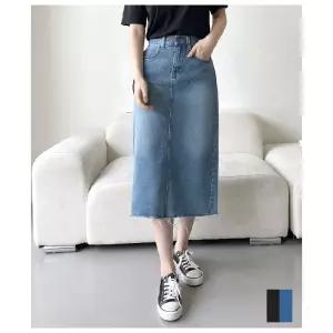 뒷밴딩 여성 미디 청치마 2컬러 데일리 심플 베이직 pwm6+7cmZ