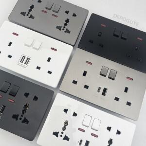 18W Type-C 플러그 빠른 충전 범용 5핀 이중 전원 소켓, DC 5V 3.1A USB 충전기가 포함된 영국 표준 13A