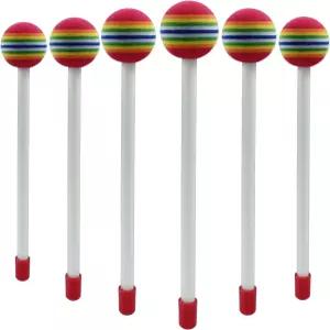 시오니스 드럼 스틱 6개 부드러운 롤리팝 레인보우 망치 폼 헤드 비트 타악기