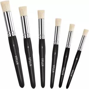 나무 스텐실 브러시 내추럴 브리스틀 돔 아트 페인팅 프로젝트 카드 제작 DIY 공예 및 아크릴 오일 수채화