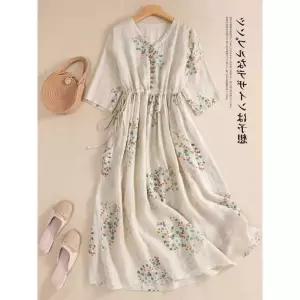 루타꽁몰 여친 원피스 빈티지 플라워 잔 꽃 면마 슬림핏 스트링 바캉스 롱스커트 HO1