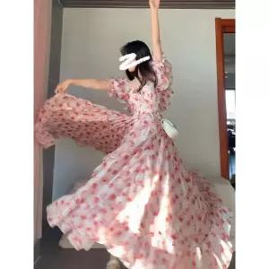 루타꽁몰 여사친 원피스 분홍 플라워 슬림핏 바캉스룩 오프숄더 드레스 공주 HO1