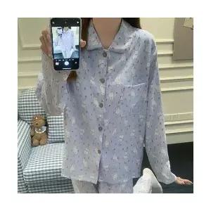 엘럽 커플 잠옷세트 캐릭터 파자마 봄 가을 인형 넥 긴팔 패드 세트 박템3