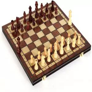 대형 디럭스 17인치 나무 체스 세트 성인 및 초보자에게 완벽한 수작업 독특한 접이식 디자인 보드 게임
