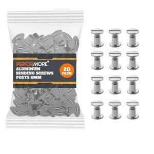 시카고 나사 포스트 바인딩 20팩 스크랩북 사진 앨범 가죽 수리를 위한 6mm 니켈 도금 금속 공연