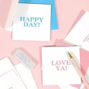 [문구/오피스] 심플한 레터링 카드 세트 2P 생일초대 편지지 초대장