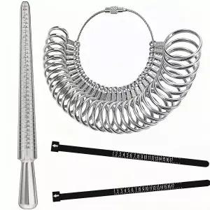 4피스 메탈 링 사이즈 및 맨드릴 세트 정확한 측정을 위한 전문 주얼리 제작 도구 핑거 게이지 밴드