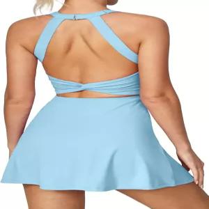 여성용 하티가 이지 피스 테니스 드레스와 브라 운동복 골프