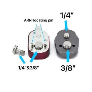 ARRI 로케이터 핀이 있는 3/8 나사 미니 퀵 릴리스 모니터 매핑 플레이트 홀수 암 부착 헤드