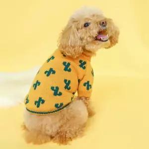 [반려] BND-W21 따뜻한 머스타드 선인장니트 강아지옷