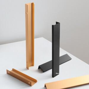 알루미늄 합금 가구 손잡이, 확장 서랍 캐비닛 당기기, 문 가장자리 블랙 골드 옷장 찬장