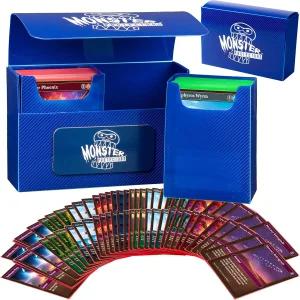 몬스터 프로텍터 마그네틱 더블 덱 박스 파란색 150개의 TCG 카드 보유 자동 잠금 해제 포켓몬 MTG 매직과